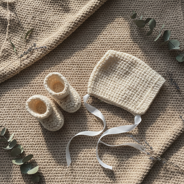 Baby Booties & Bonnet Set